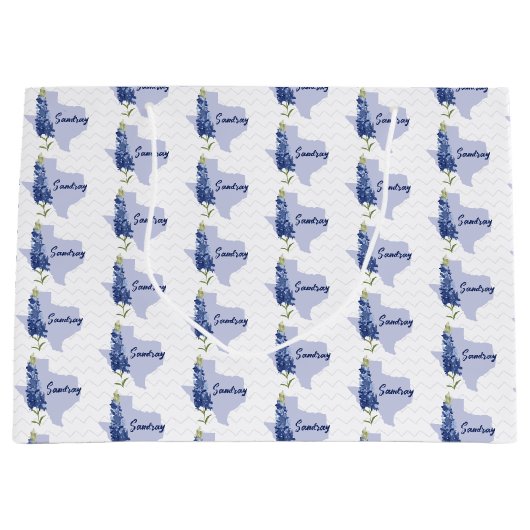 ブルーボパーソナライズされたネットテキサス州 ラージペーパーバッグ (正面)