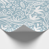 ブルーボヘミアトレンディーフローラプリントラッピング紙 ラッピングペーパー (角)