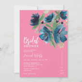 ブルーボヘミアフローラ水彩ブライダルシャワー 招待状 (正面)