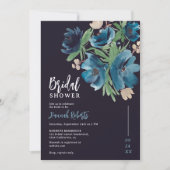 ブルーボヘミアフローラ水彩ブライダルシャワー 招待状 (正面)