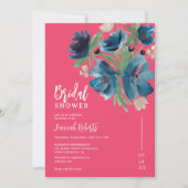 ブルーボヘミアフローラ水彩ブライダルシャワー 招待状 (正面)