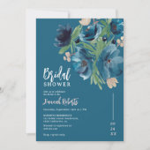 ブルーボヘミアフローラ水彩ブライダルシャワー 招待状 (正面)