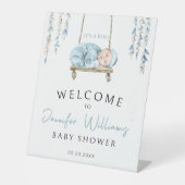 ブルーボヘミアン睡眠男の赤ちゃんウェルカムサイン 台座サイン (正面)