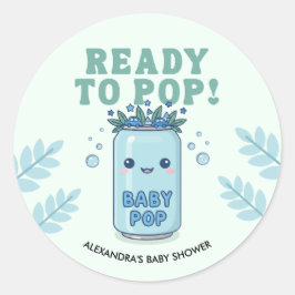 ブルーボホカワイイ赤ちゃんシャワー She's Ready to Pop ラウンドシール