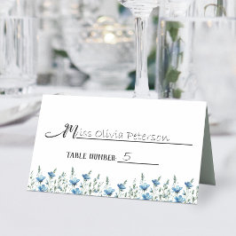 ブルーボホスタイルの野の花　エレガントな結婚式の寄せ書き用デザイン プレイスカード