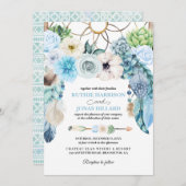 ブルーボホドリームキャッチャー結婚式招待状 招待状 (正面/裏面)