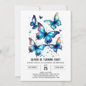 ブルーボホバタフライボーイ誕生日 招待状 (正面)