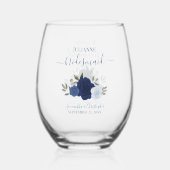 ブルーボホバラブライデスメイドメイド・オブ・オーナー（花嫁付き添い人）ギフト ステムなしワイングラス (正面)