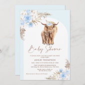 ブルーボホフローラアルチハイランドカウベイビーシャワー 招待状 (正面/裏面)