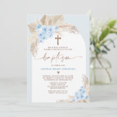 ブルーボホフローラアーチボーイズバプテスマ招待状 招待状 (スタンド正面)