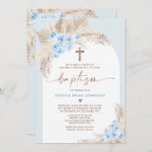 ブルーボホフローラアーチボーイズバプテスマ招待状 招待状 (正面/裏面)