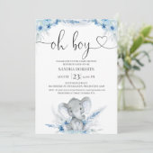 ブルーボホフローラオ少年エレファントベイビーシャワー 招待状 (スタンド正面)