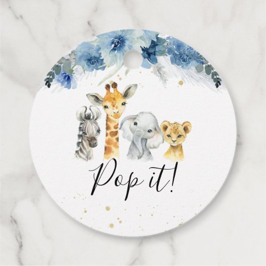 ブルーボホフローラサファリベイビーシャワーポップ・アートのIt フェイバータグ (裏面)