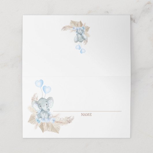 ブルーボホフローラゾウ赤ちゃんシャワー座席表 プレイスカード (外部開封)