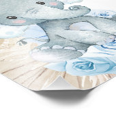 ブルーボホフローラゾウ赤ちゃんシャワー歓迎サイン フォトプリント (角)