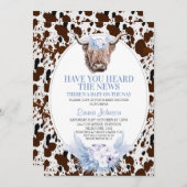 ブルーボホフローラハイランドカウベビーシャワー 招待状 (正面/裏面)