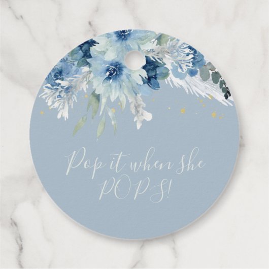 ブルーボホフローラベビーシャワーポップ・アートのItメッセージカード フェイバータグ (裏面)