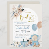 ブルーボホベアーパンプキンボーイベビーシャワー招待状 招待状 (正面/裏面)