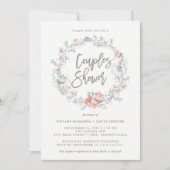 ブルーボホボタニカルカップルシャワー招待状 招待状 (正面)