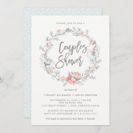 ブルーボホボタニカルカップルシャワー招待状 招待状