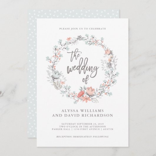 ブルーボホボタニカル結婚式招待状 招待状 (正面/裏面)