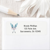 ブルーボホボヘミアンアローズ羽根フローラパーティー ラベル (インサイチュ)