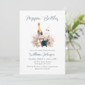 ブルーボホポピンボトルシャンパンベビーシャワー 招待状 (スタンド正面)