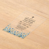 ブルーボホワイルドフラワーカトモダンリック結婚ズ アクリル招待状 (レイダウン)