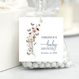 ブルーボホワイルドフラワーベビーシャワー フェイバータグ