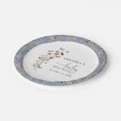 ブルーボホワイルドフラワーベビーシャワー ペーパープレート (アングル)