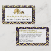 ブルーボホーエレファント、ベビーシッター、デイケア、子供部屋 名刺 (正面/裏面)