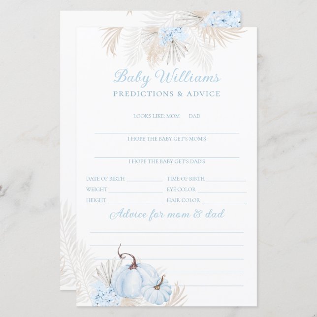 ブルーボホーカンプキンベビー予測ゲーム (正面/裏面)