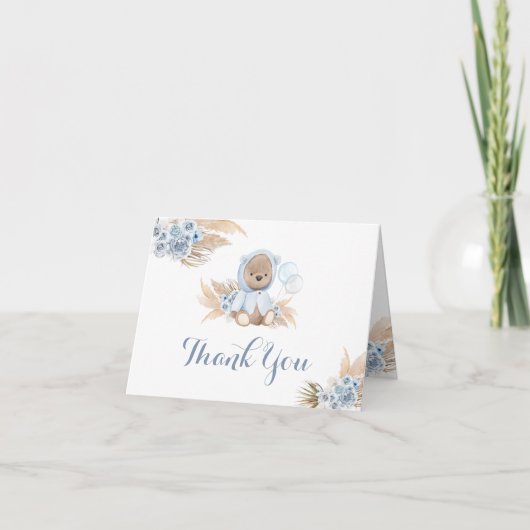ブルーボホーテディベアフォールディングサンキューカード サンキューカード (正面)