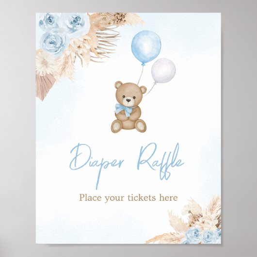 ブルーボホー我々はbearly待つことができるおむつラッフル ポスター (正面)