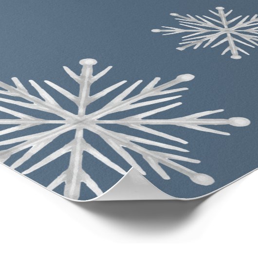 ブルーボホ冬の雪の赤ちゃんシャワー歓迎ポスター ポスター (角)