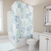 ブルーボホ咲き花フローラ絞り染め模様 シャワーカーテン (インサイチュ)