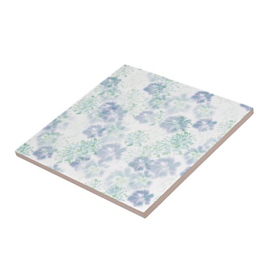 ブルーボホ咲き花フローラ絞り染め模様 タイル (側面)