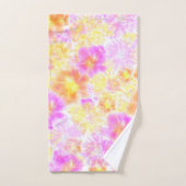 ブルーボホ咲き花フローラ絞り染め模様 バスタオルセット (ハンドタオル)