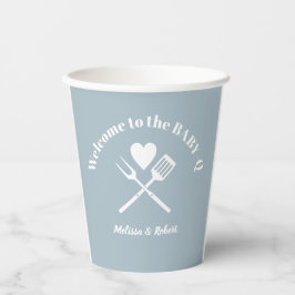ブルーボモダンイベビーQベビーシャワーBBQ 紙コップ