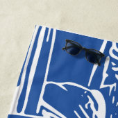 ブルーボモダンタニカルフローララインスケッチアートワーク ビーチタオル (インサイチュ)