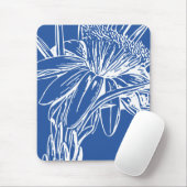 ブルーボモダンタニカルフローララインスケッチアートワーク マウスパッド (マウス)