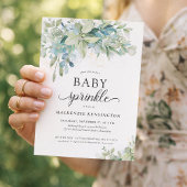 ブルーボモダンタニカルユーカリベビー散布機 招待状