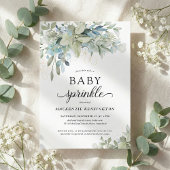 ブルーボモダンタニカルユーカリベビー散布機 招待状