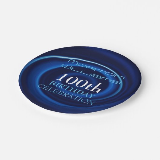 ブルーボルテックス100番目の誕生祝い紙プレート ペーパープレート (アングル)