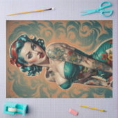 ブルーボンシェル – レトロピンアップ女の子のデコページ 薄葉紙 (クラフト)