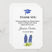 ブルーボンネッツの花の卒業式感謝カード 招待状 (正面/裏面)