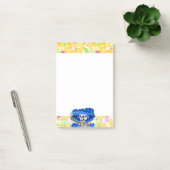 ブルーボンネットで黄色に笑うスケルトン女性 ポストイット (オフィス)