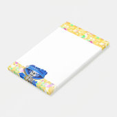 ブルーボンネットで黄色に笑うスケルトン女性 ポストイット (アングル)