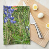 ブルーボンネットとインディアンペイントブラシ キッチンタオル (四つ折り)