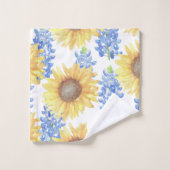 ブルーボンネットとヒマワリ バスタオルセット (ウォッシュタオル)